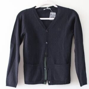 NWT‎ Bonpoint Boy's 67 Long Sleeve Wool Button Front Cardigan Sweater Black 12